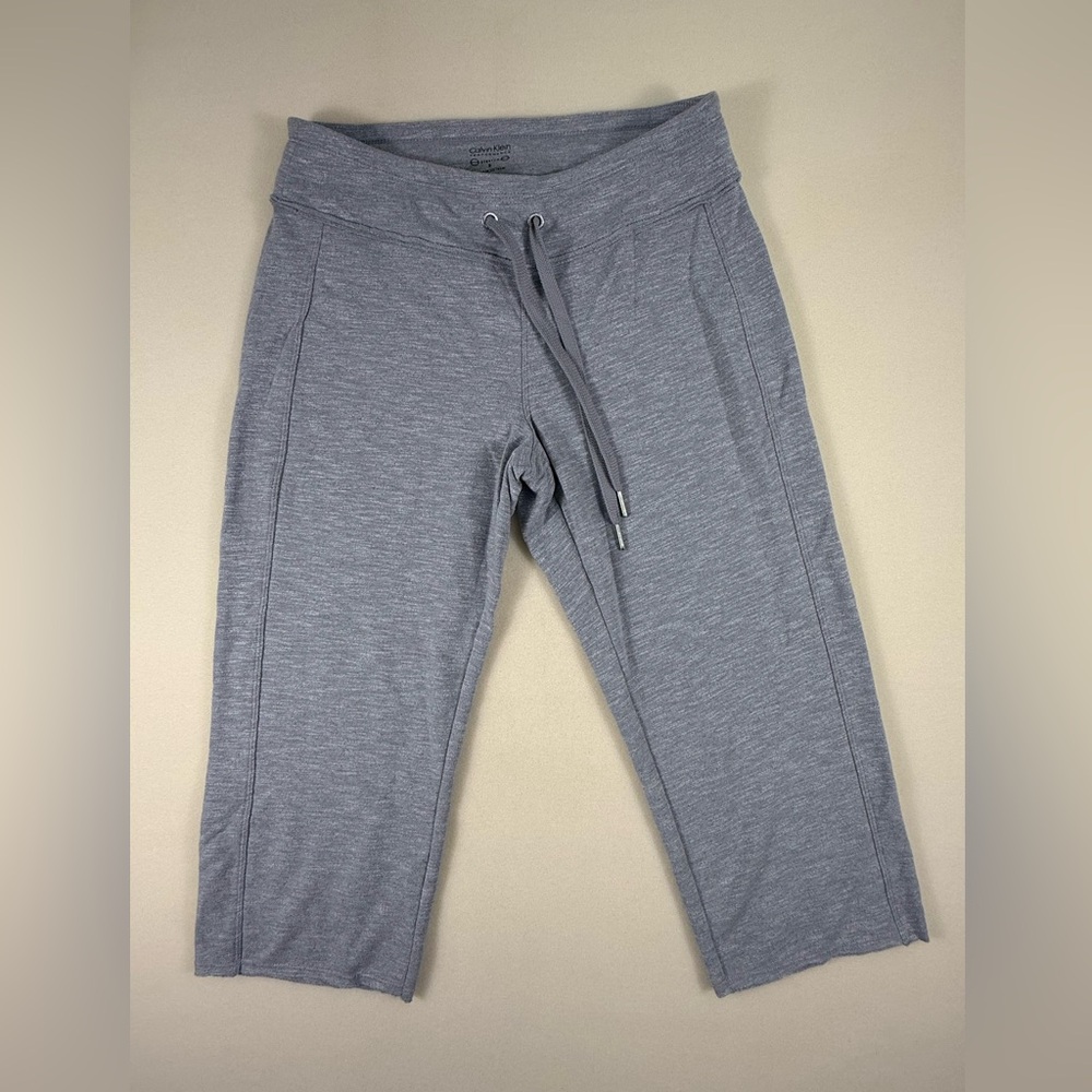 Calvin Klein Heather Gray Drawstring Capri Joggers Womens Small